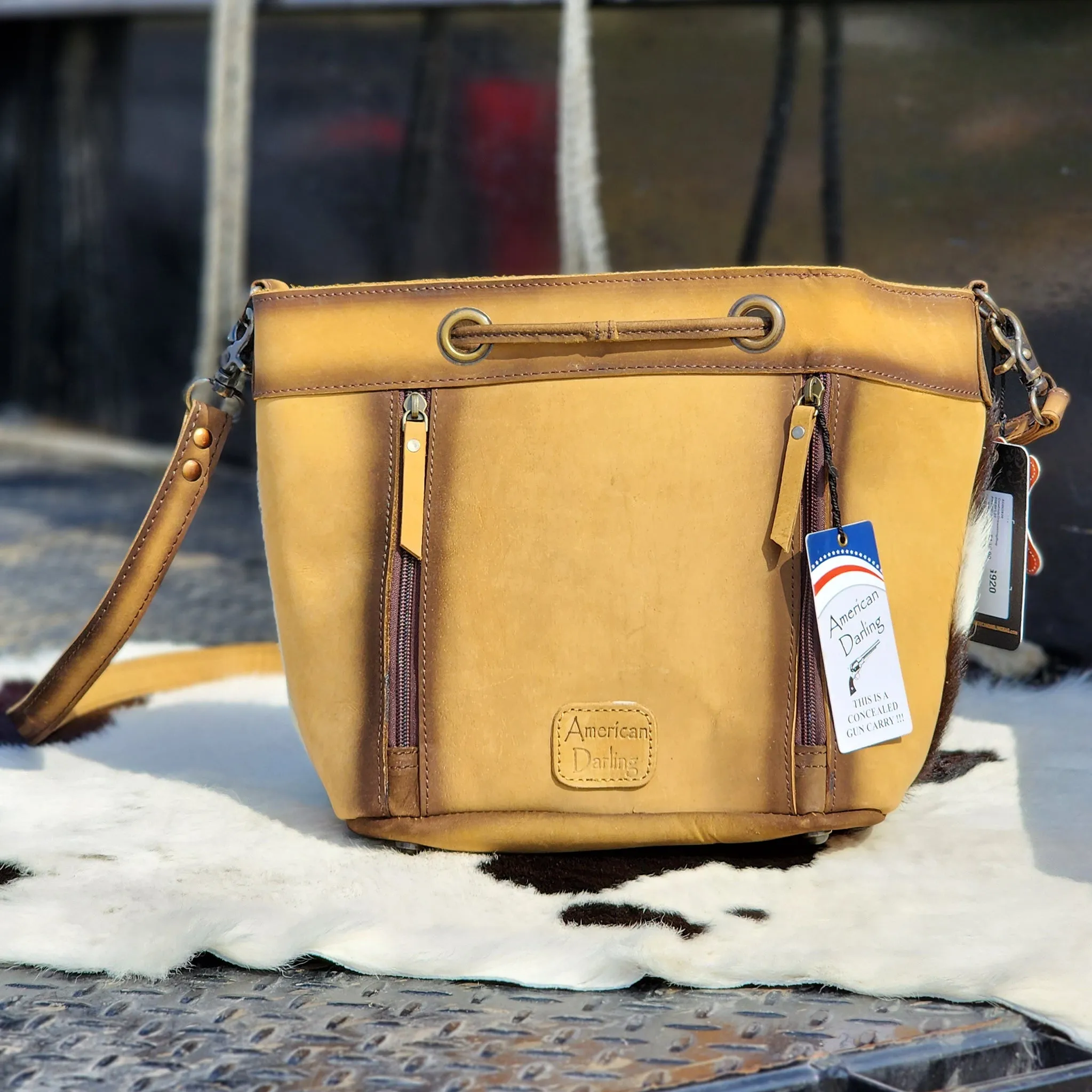 American Darling Cowhide Drawstring Crossbody