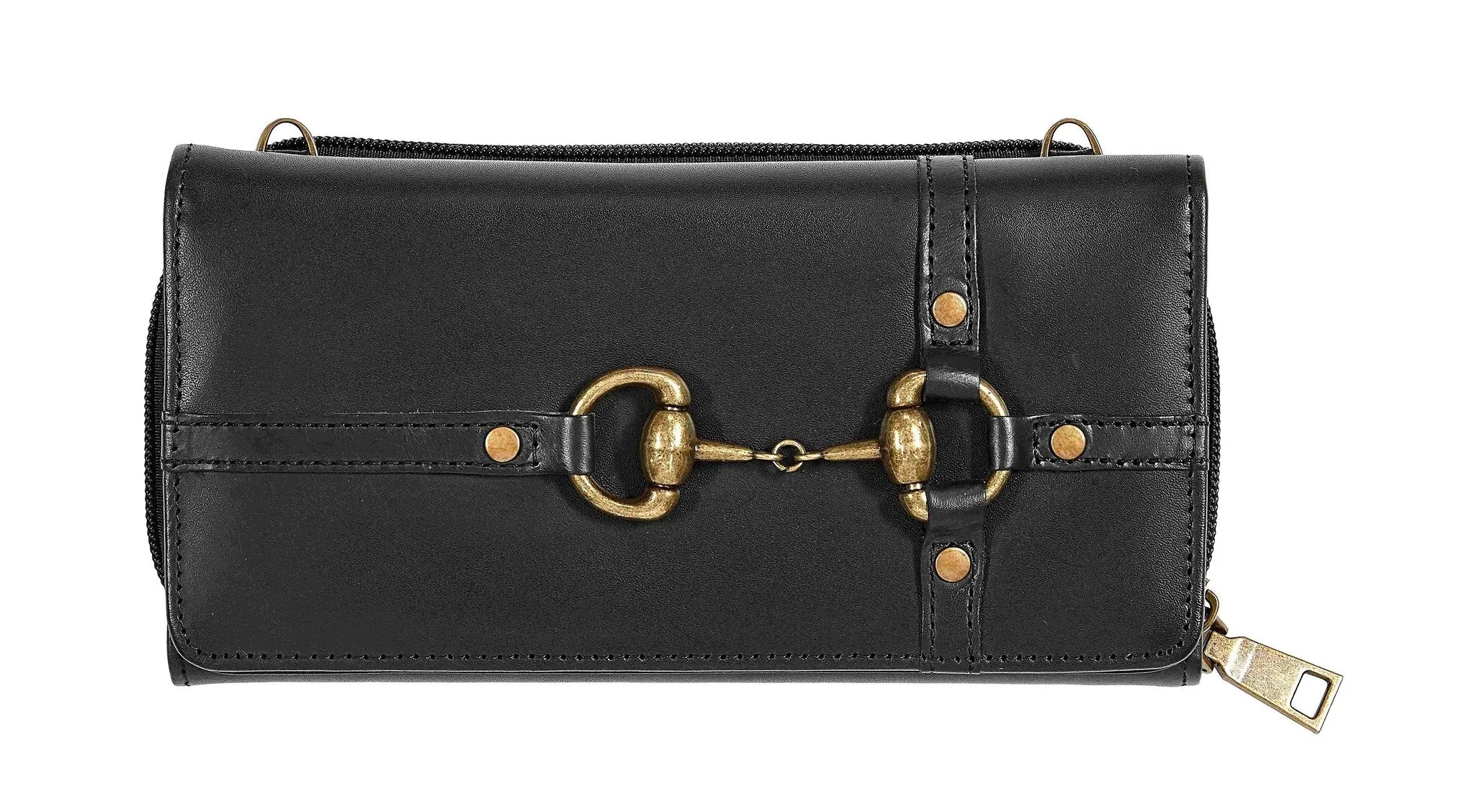 AWST Int'l Snaffle Bit Leather Cross Body Wallet