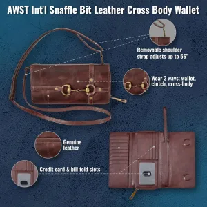 AWST Int'l Snaffle Bit Leather Cross Body Wallet