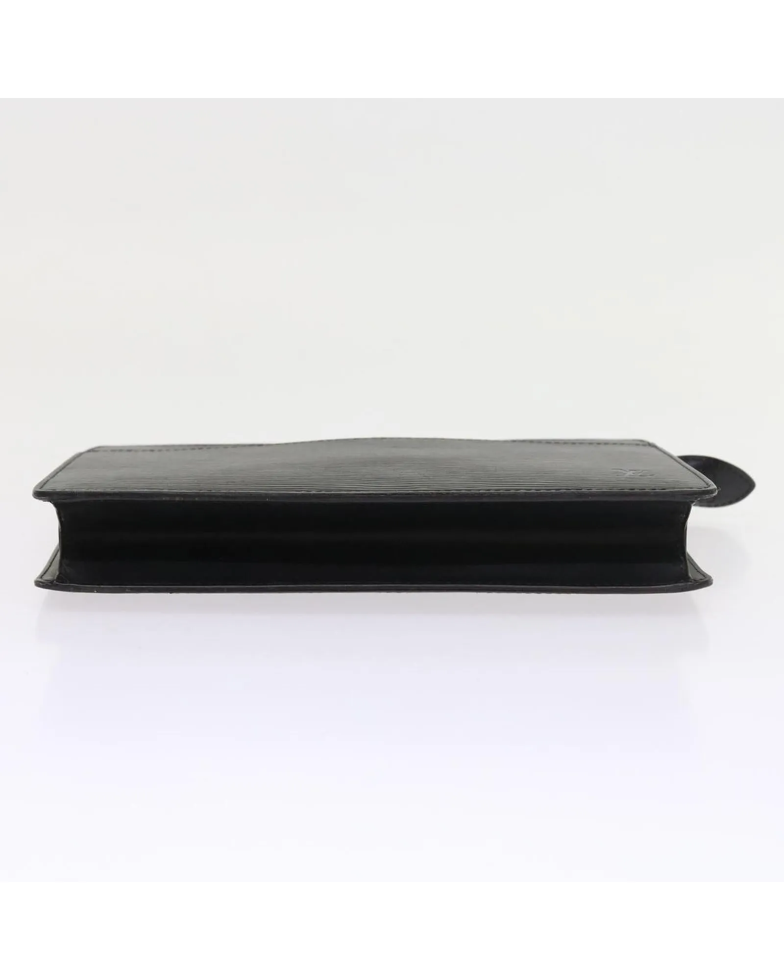 Black Epi Leather Clutch Bag with Metal Fittings