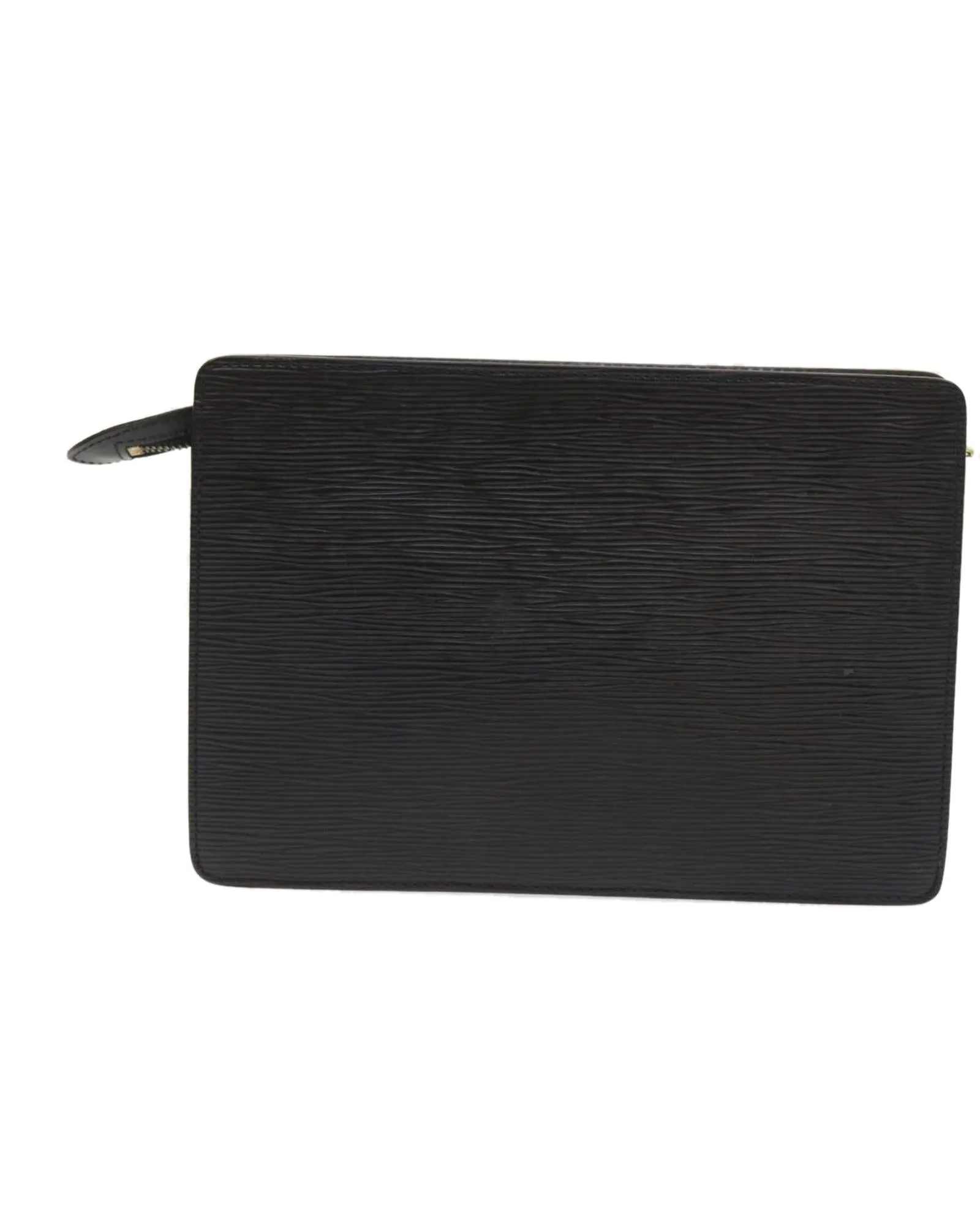 Black Epi Leather Clutch Bag with Metal Fittings