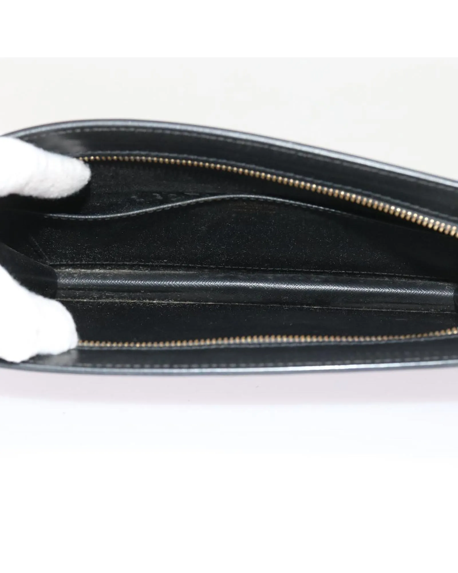 Black Epi Leather Clutch Bag with Metal Fittings