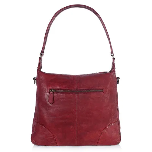 Bordeaux Distressed Rivet Hobo