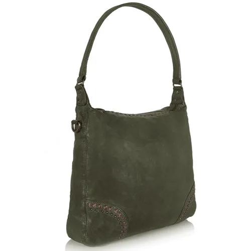 Bordeaux Distressed Rivet Hobo