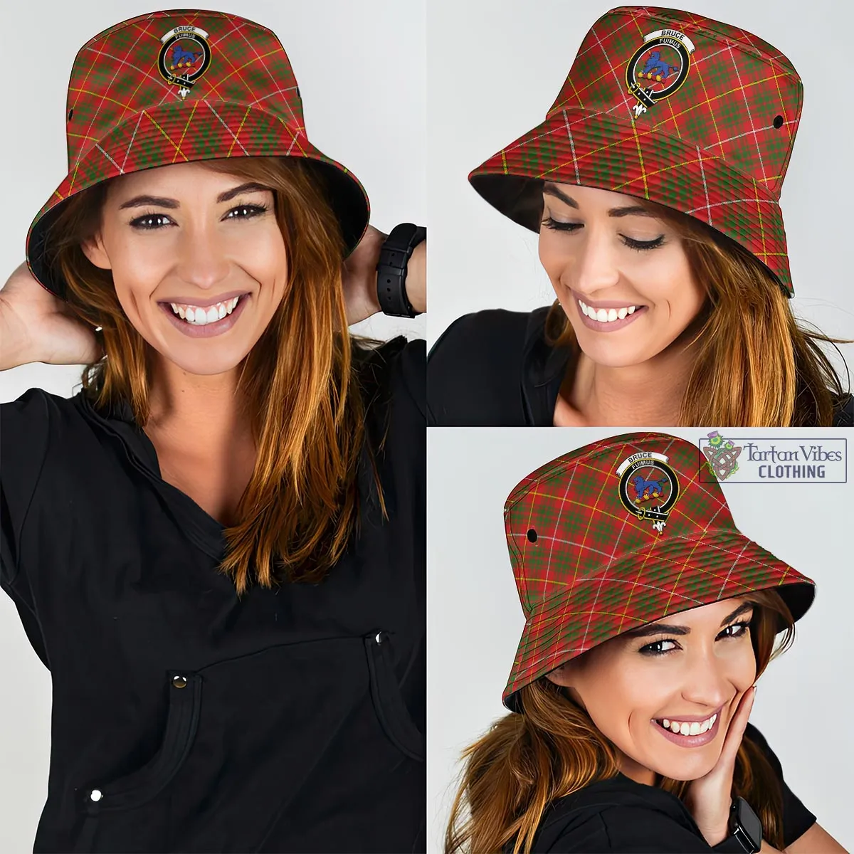 Bruce Modern Tartan Bucket Hat with Family Crest