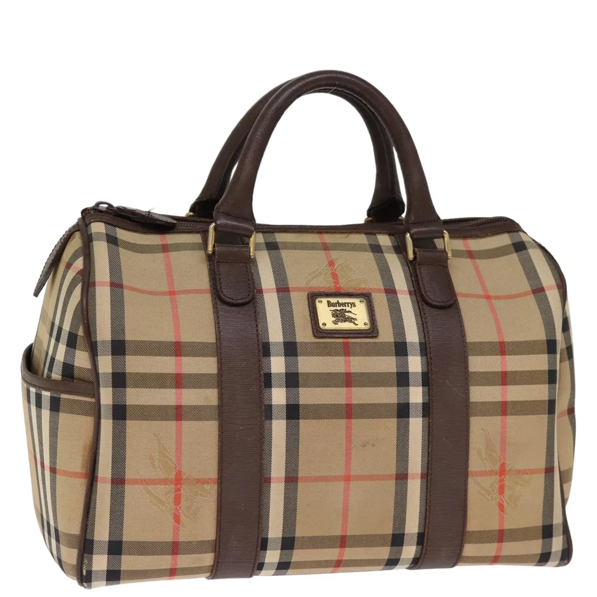 BURBERRYSs Nova Check Boston Bag Canvas Beige  bs14694