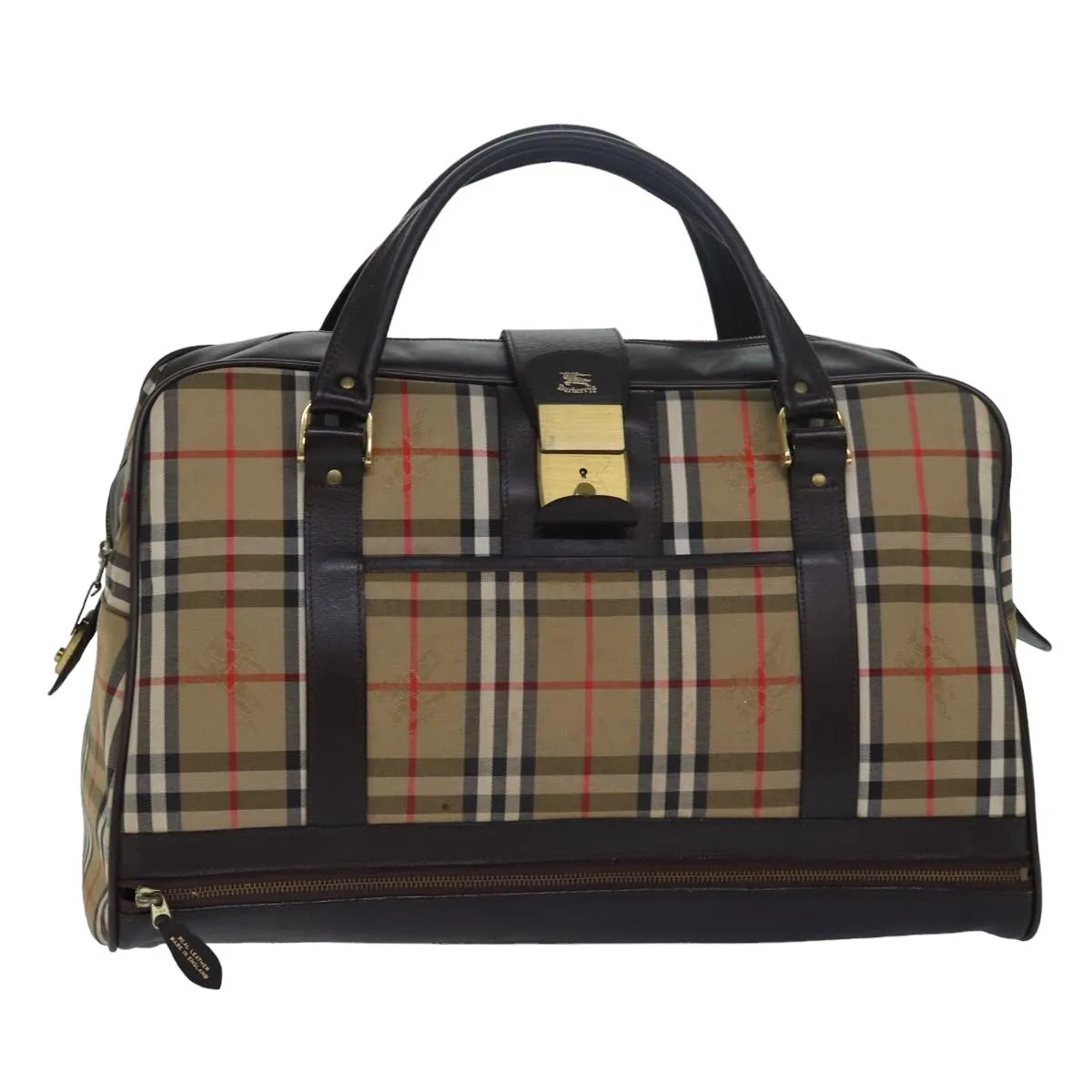 BURBERRYSs Nova Check Boston Bag Canvas Brown Beige  ki4621