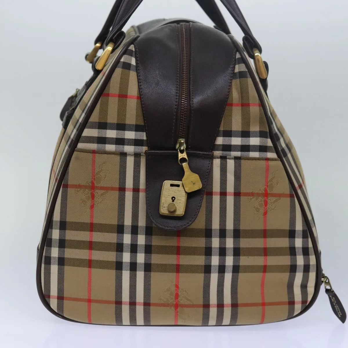 BURBERRYSs Nova Check Boston Bag Canvas Brown Beige  ki4621