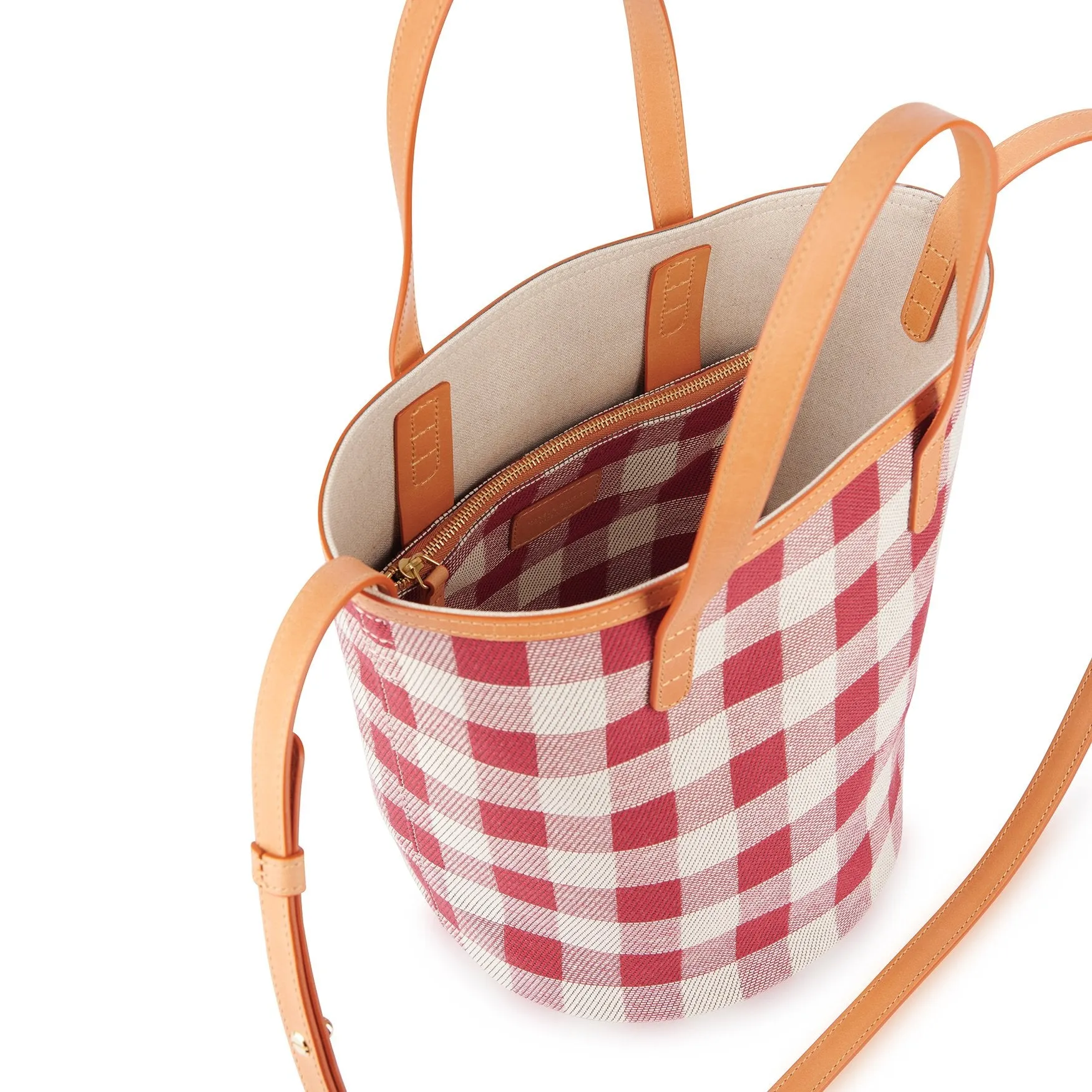 Canvas Mini Circle Bucket Bag - Flamma/White