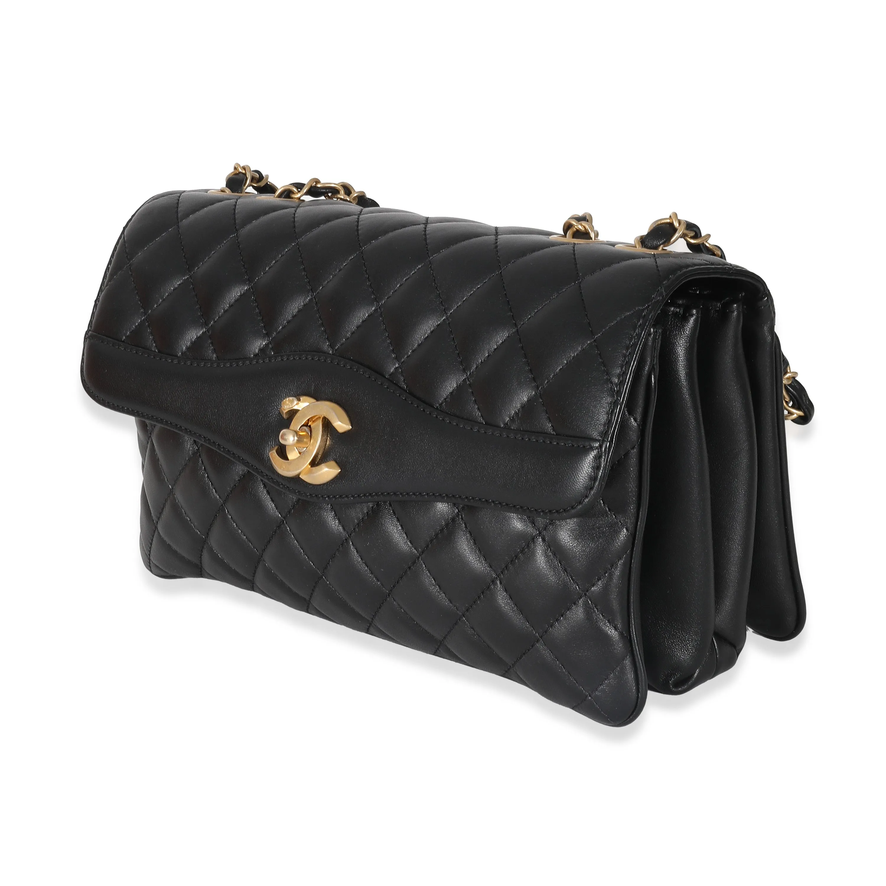 Chanel Black Quilted Lambskin Lard Coco Vintage Flap