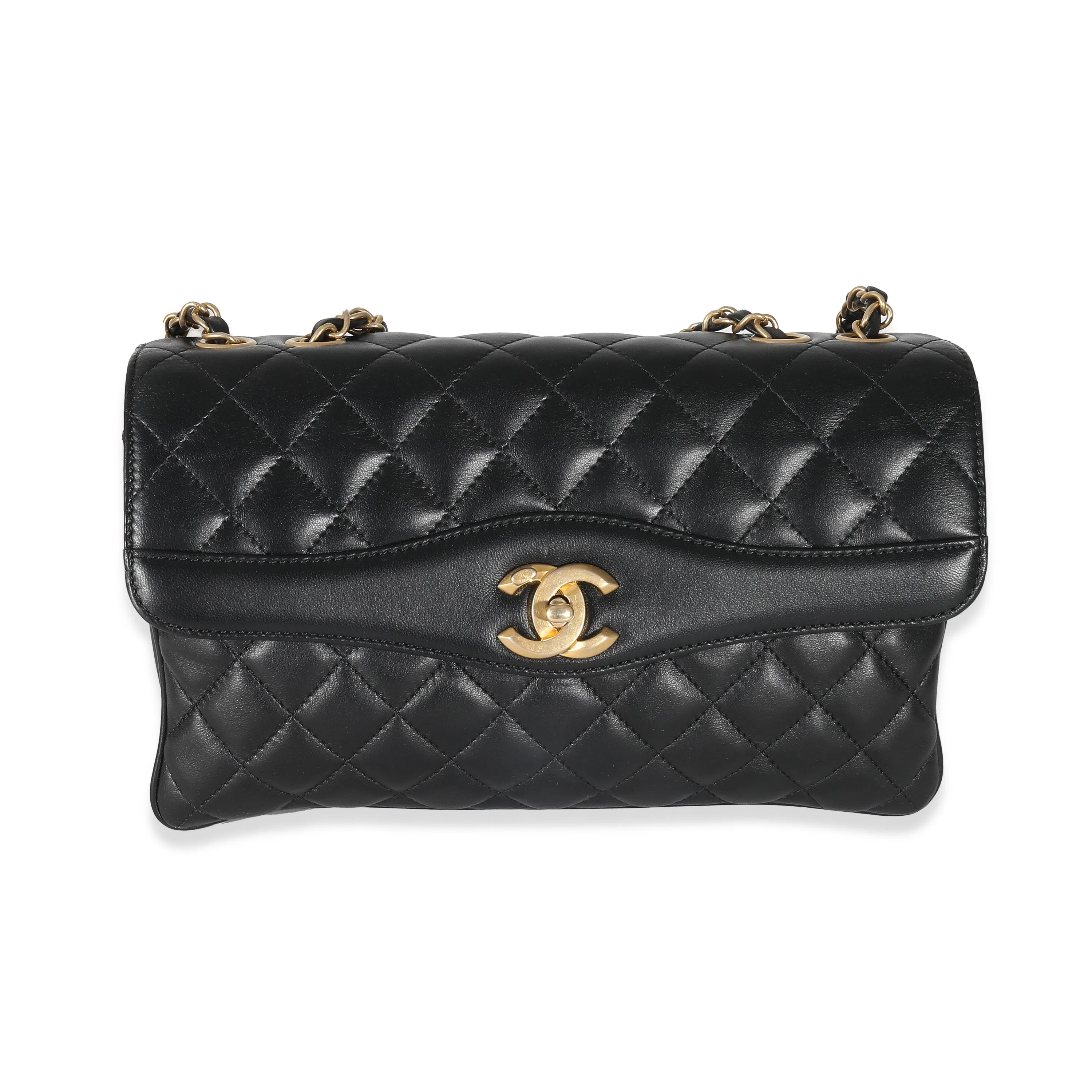 Chanel Black Quilted Lambskin Lard Coco Vintage Flap