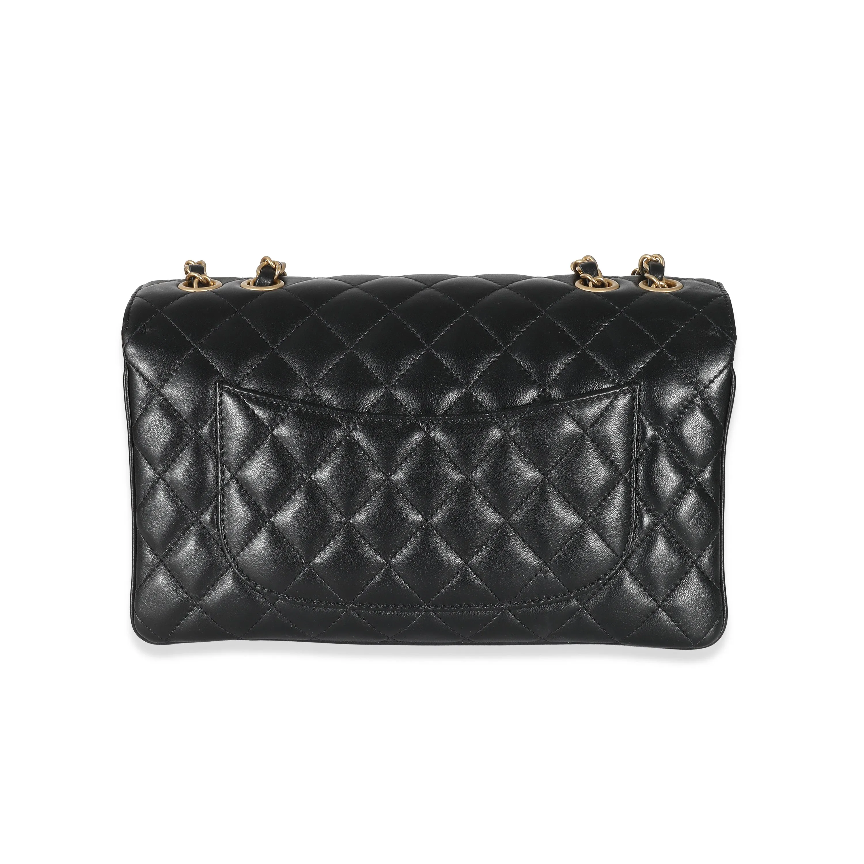 Chanel Black Quilted Lambskin Lard Coco Vintage Flap