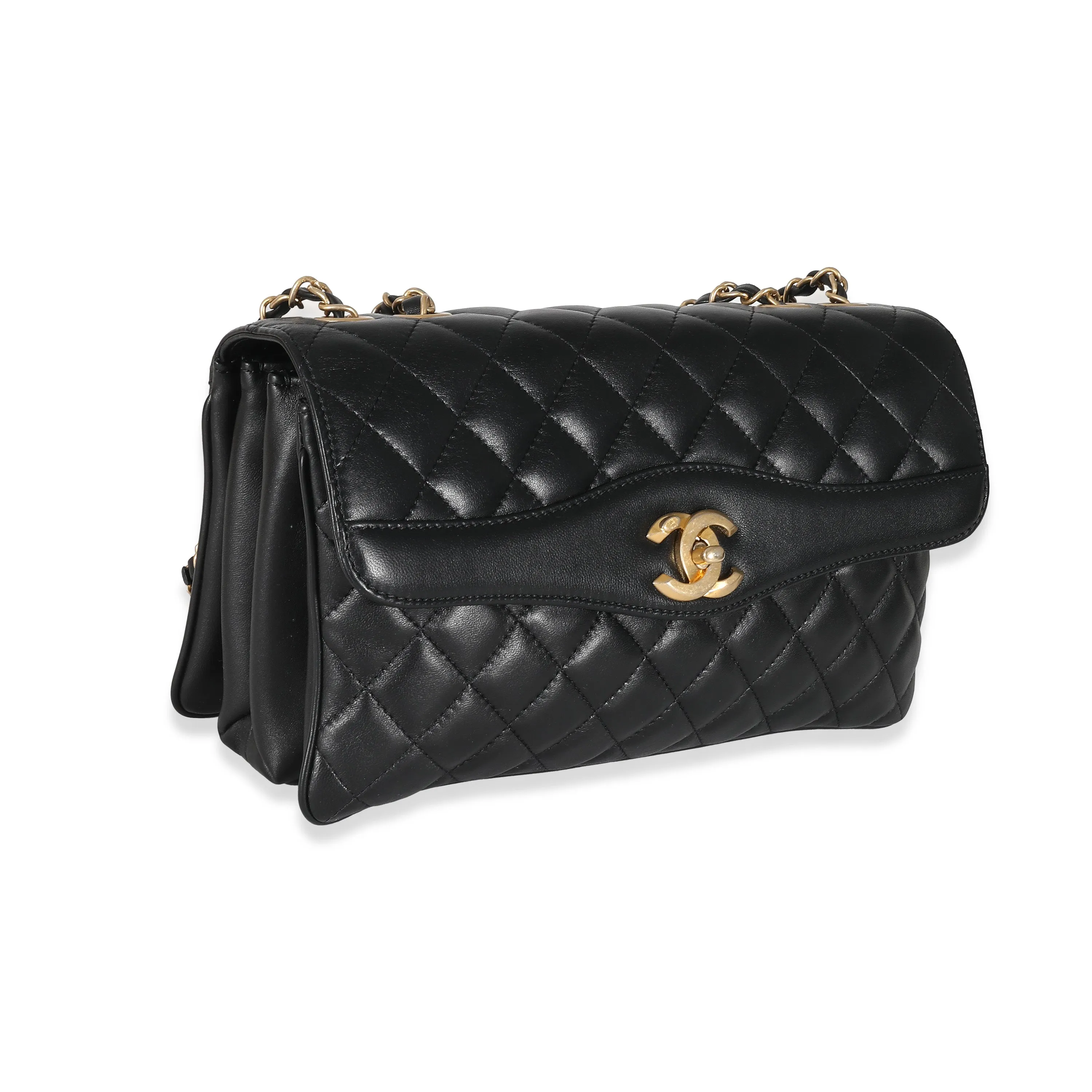 Chanel Black Quilted Lambskin Lard Coco Vintage Flap