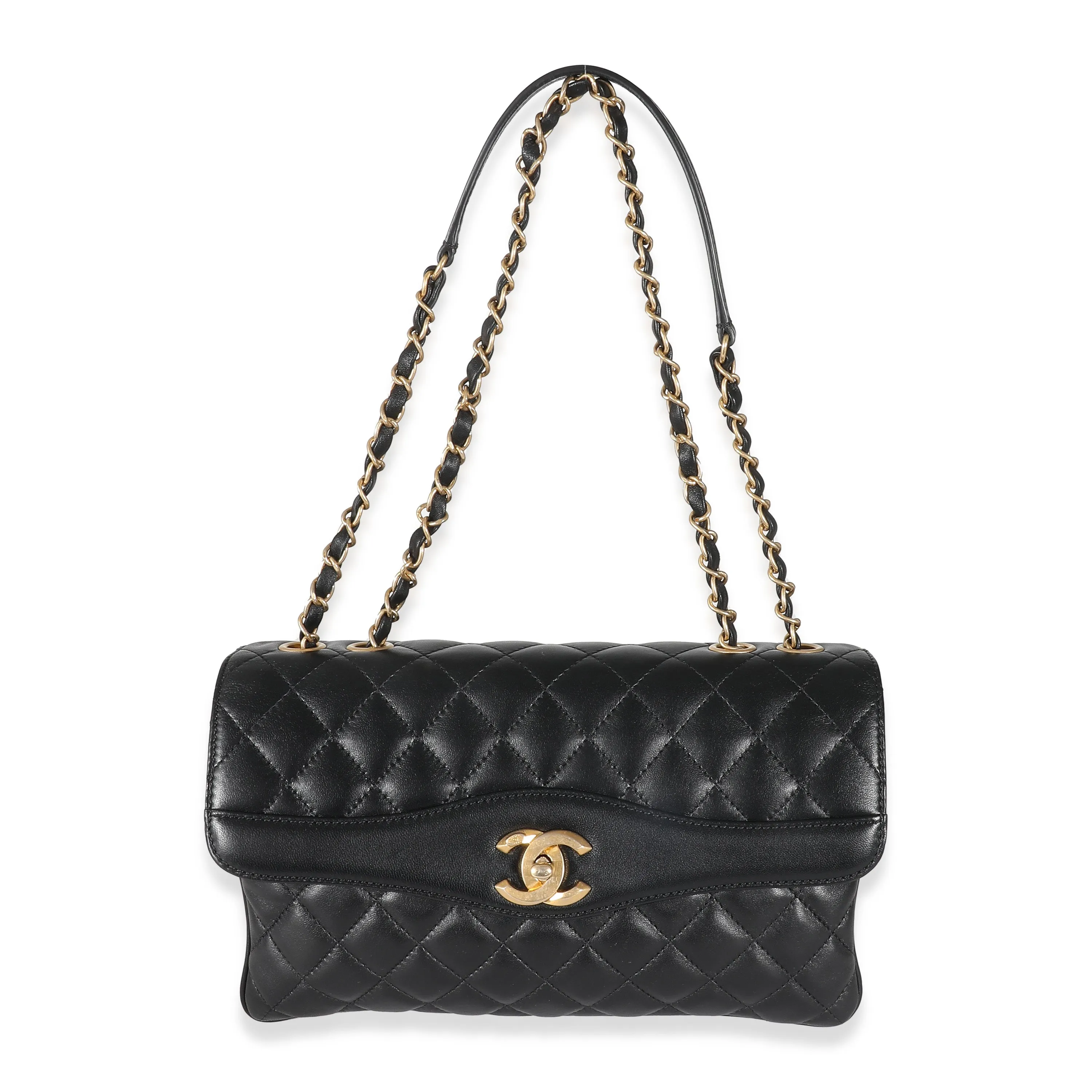 Chanel Black Quilted Lambskin Lard Coco Vintage Flap