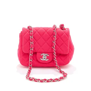 Chanel Mini Square Flap Bag Magenta Jersey