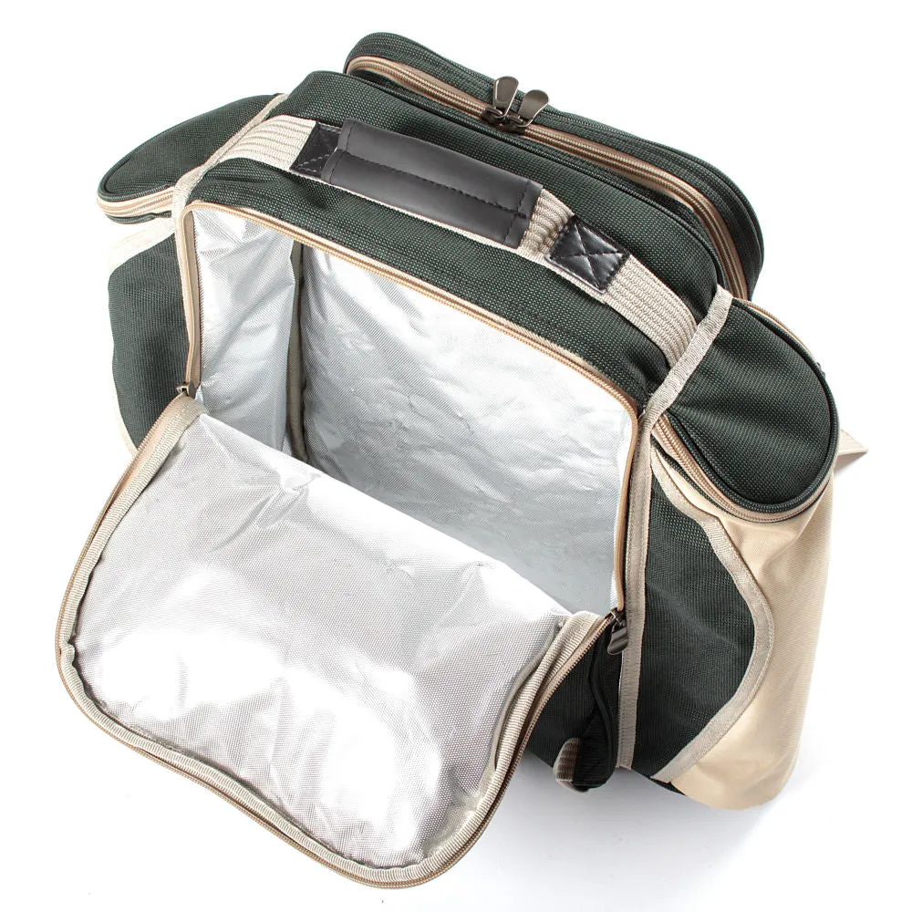 Deluxe Picnic Backpack Hamper for Four People with Matching Picnic Blanket