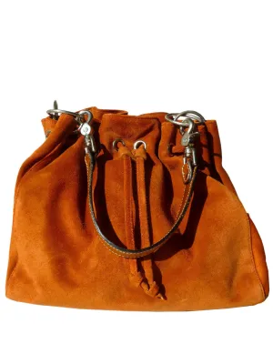 Draw String Hobo Pouch Suede