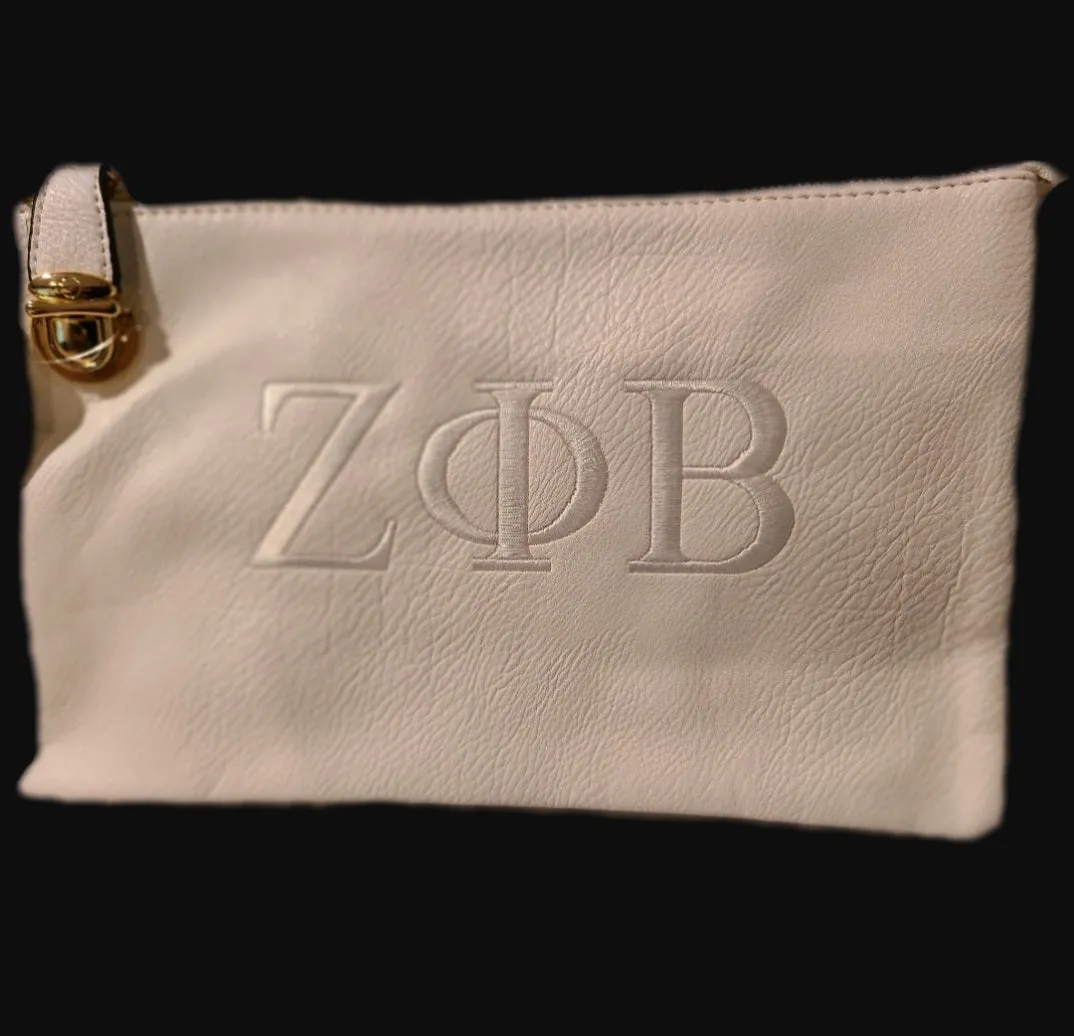 Embroidered Zeta Phi Beta Side Clasp Crossbody/Clutch