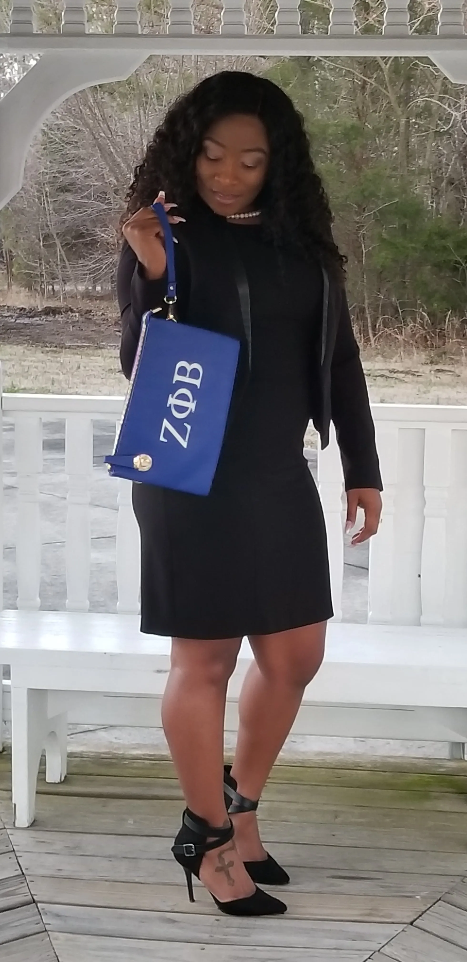 Embroidered Zeta Phi Beta Side Clasp Crossbody/Clutch