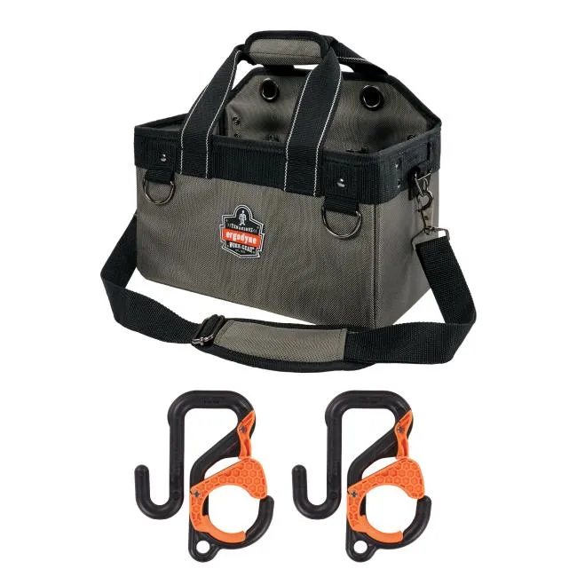 Ergodyne Arsenal 5846 Bucket Truck Tool Bag with Locking Aerial Bucket Hooks Kit - Gray