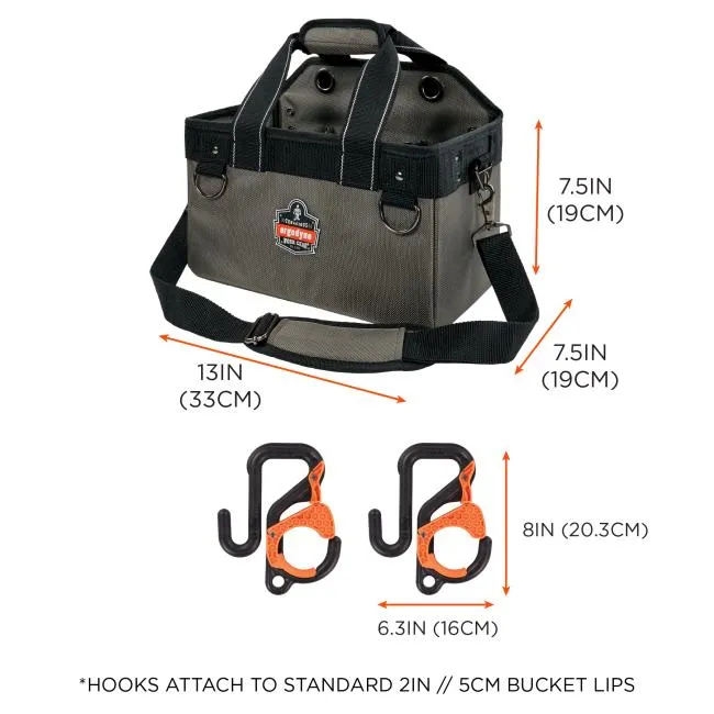 Ergodyne Arsenal 5846 Bucket Truck Tool Bag with Locking Aerial Bucket Hooks Kit - Gray