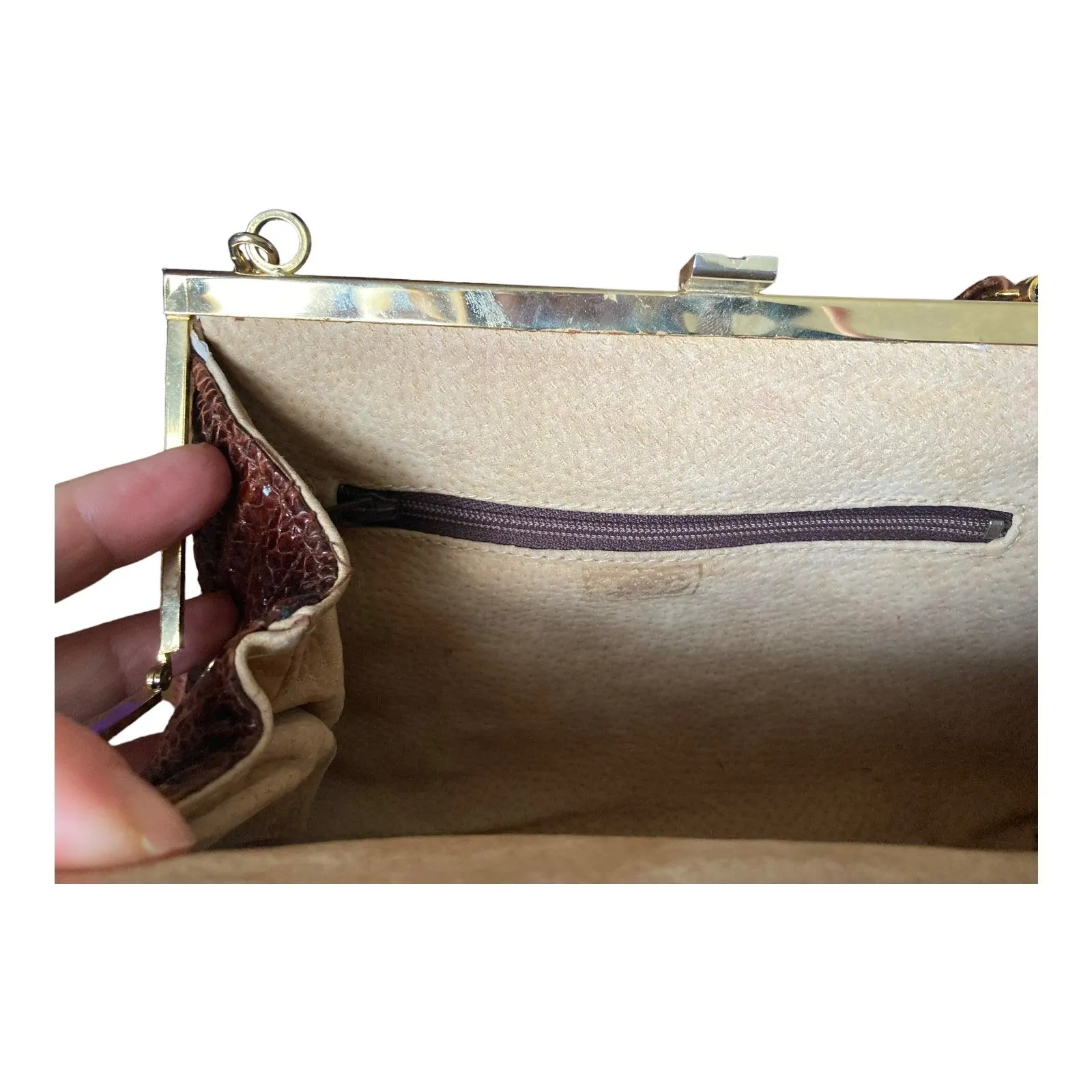 GE Brown Clutch Bag With Removable Shoulder Strap