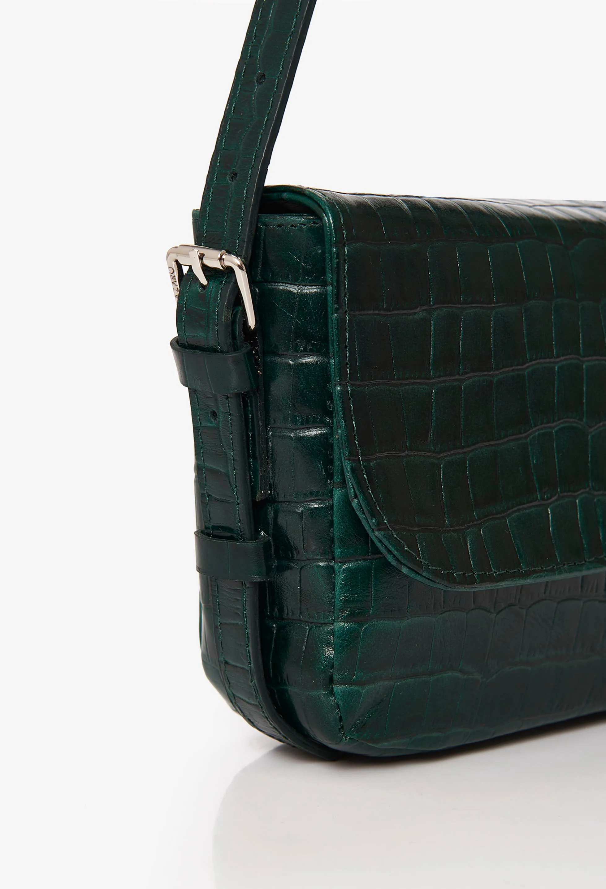 Green Croco Leather Shoulder Flap Bag 'Gwen'