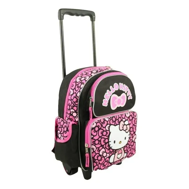 Hello Kitty Backpack Rolling Small 12 inch Bows Black