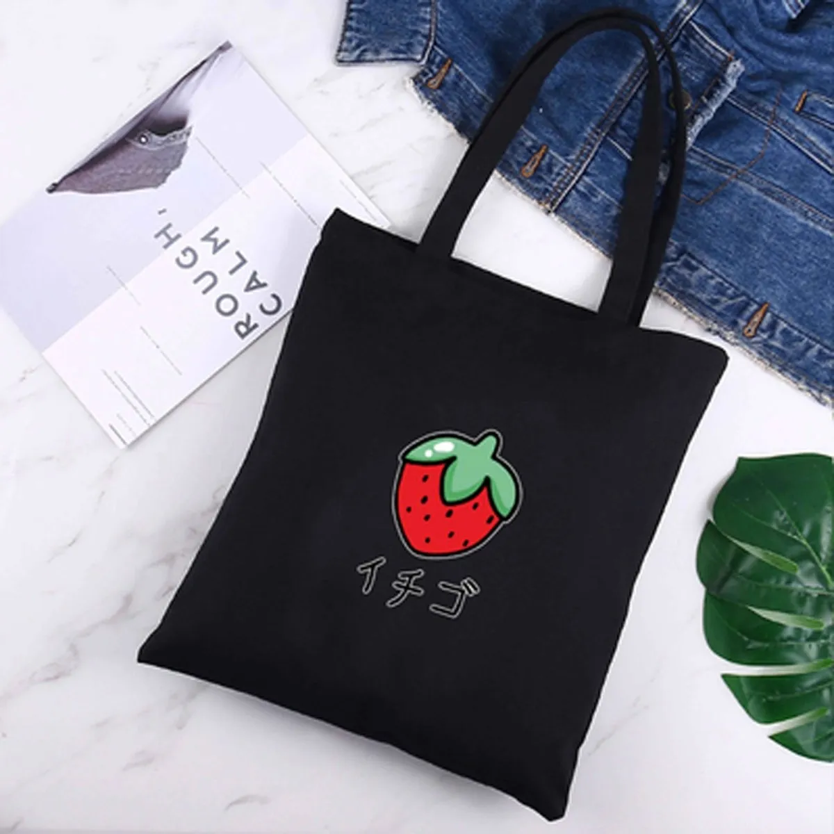 Japanese Cute Canvas Strawberry Tote Bag