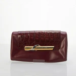 Le Cofuctte Leather Burgundy Clutch Bag