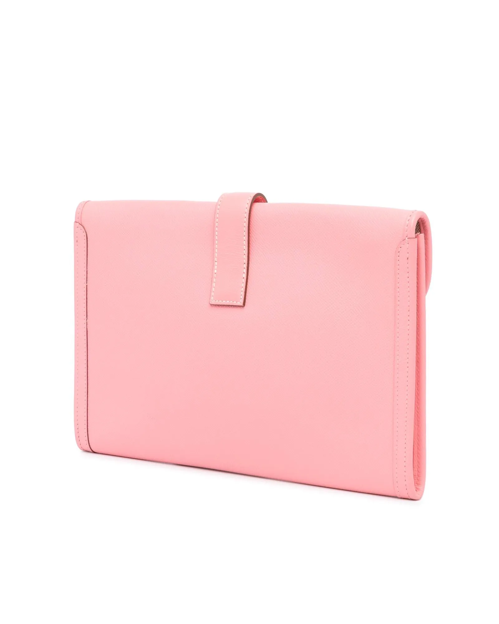 Leather Clutch with Front Flap Pull-Through Closure