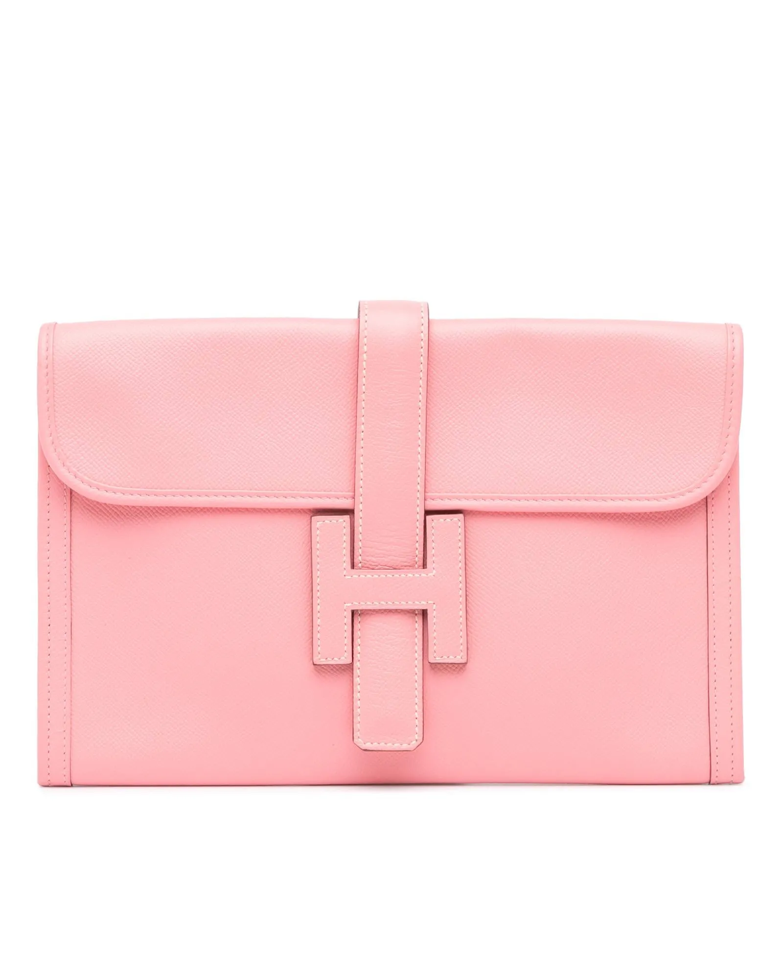 Leather Clutch with Front Flap Pull-Through Closure