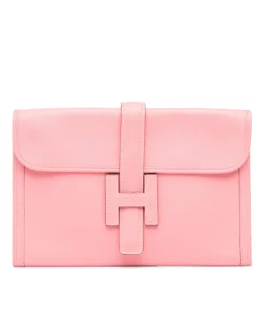 Leather Clutch with Front Flap Pull-Through Closure