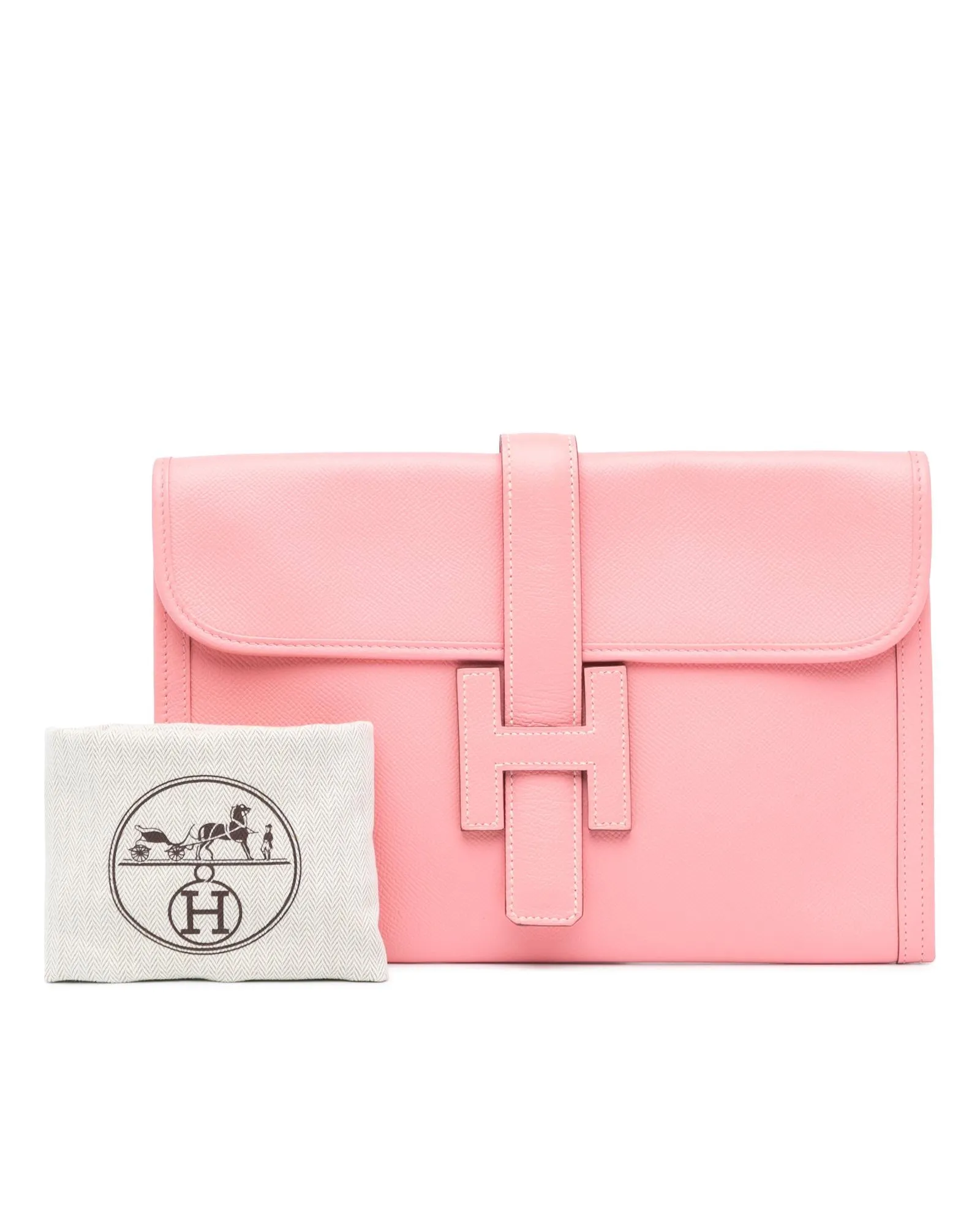 Leather Clutch with Front Flap Pull-Through Closure