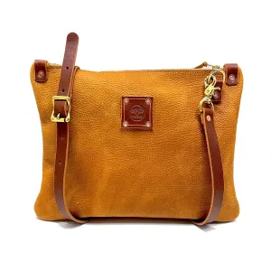 Leather Messenger Bag In Almond