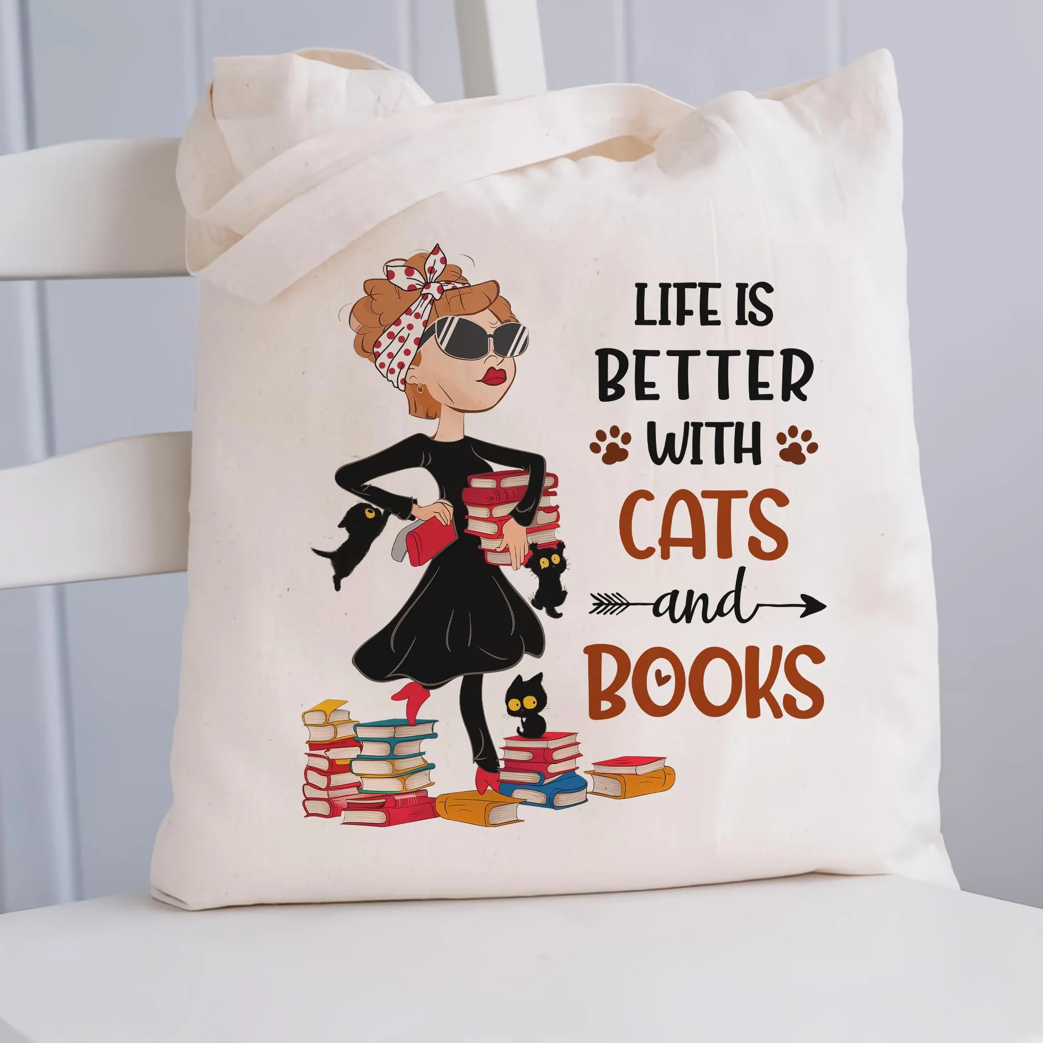 Life Is Better With Cats And Books Book Lovers Gift TBW475