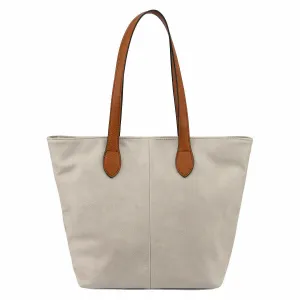 LIGHTWEIGHT LIGHT GREY FAUX LEATHER TOTE HANDBAG