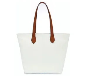 LIGHTWEIGHT WHITE FAUX LEATHER TOTE HANDBAG