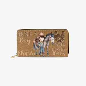 Long Type Zipper Purse - Just a Boy Who Loves Horses