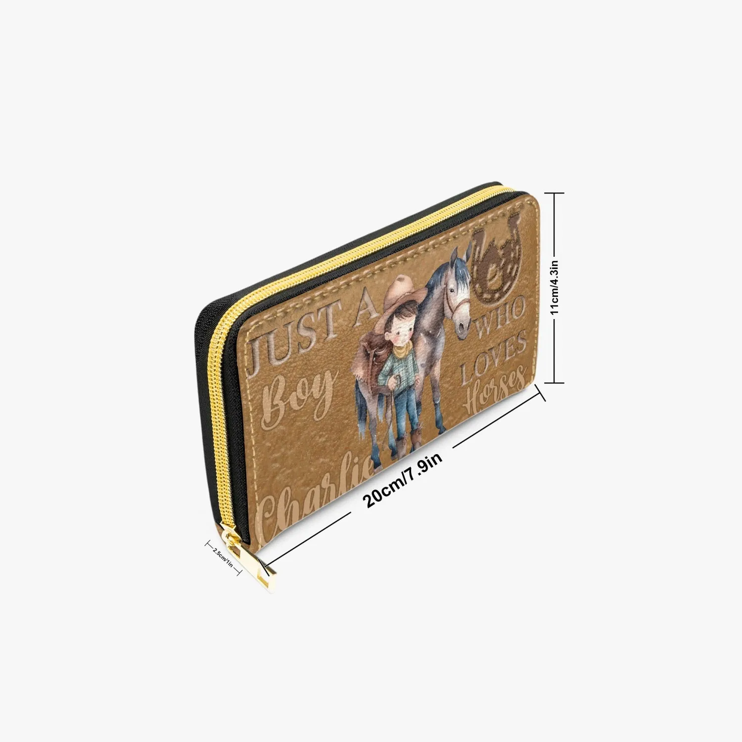 Long Type Zipper Purse - Just a Boy Who Loves Horses