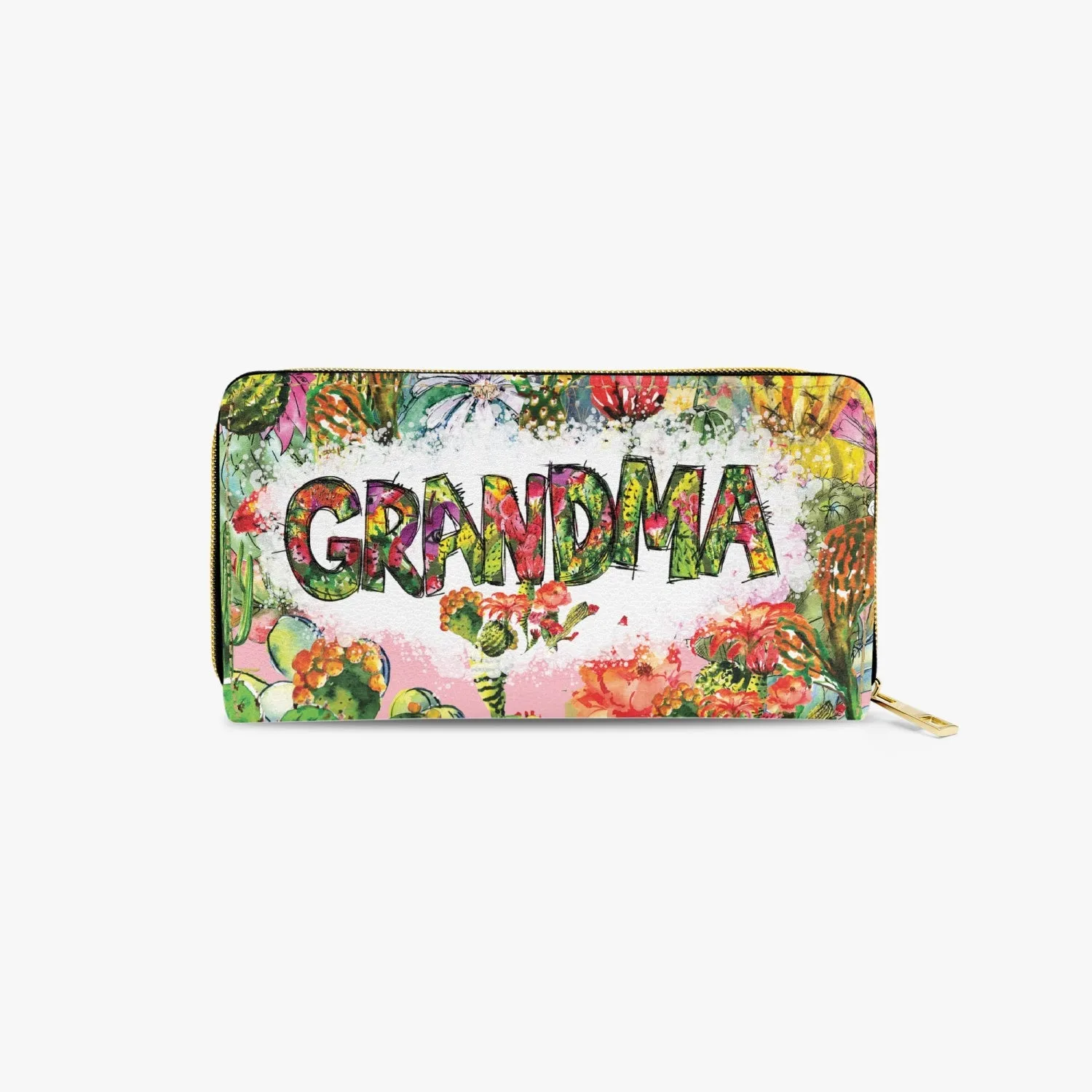 Long Type Zipper Purse - Tropical Floral, Grandma