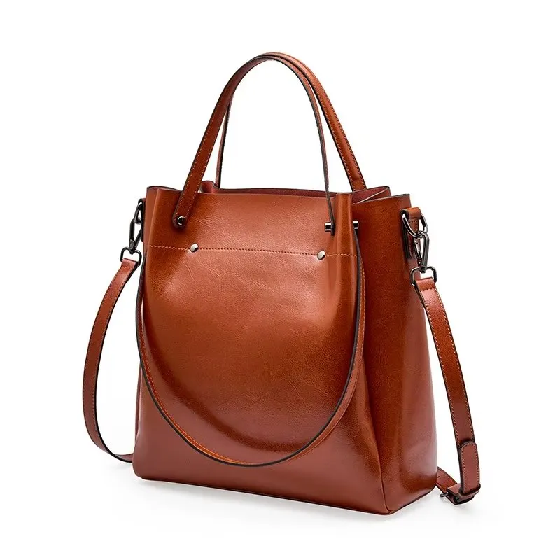 LuxLeather Chic Zipper Closure Shoulder Bag