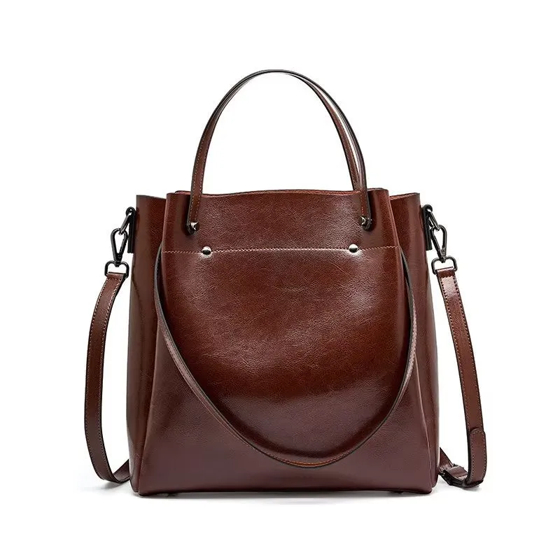 LuxLeather Chic Zipper Closure Shoulder Bag