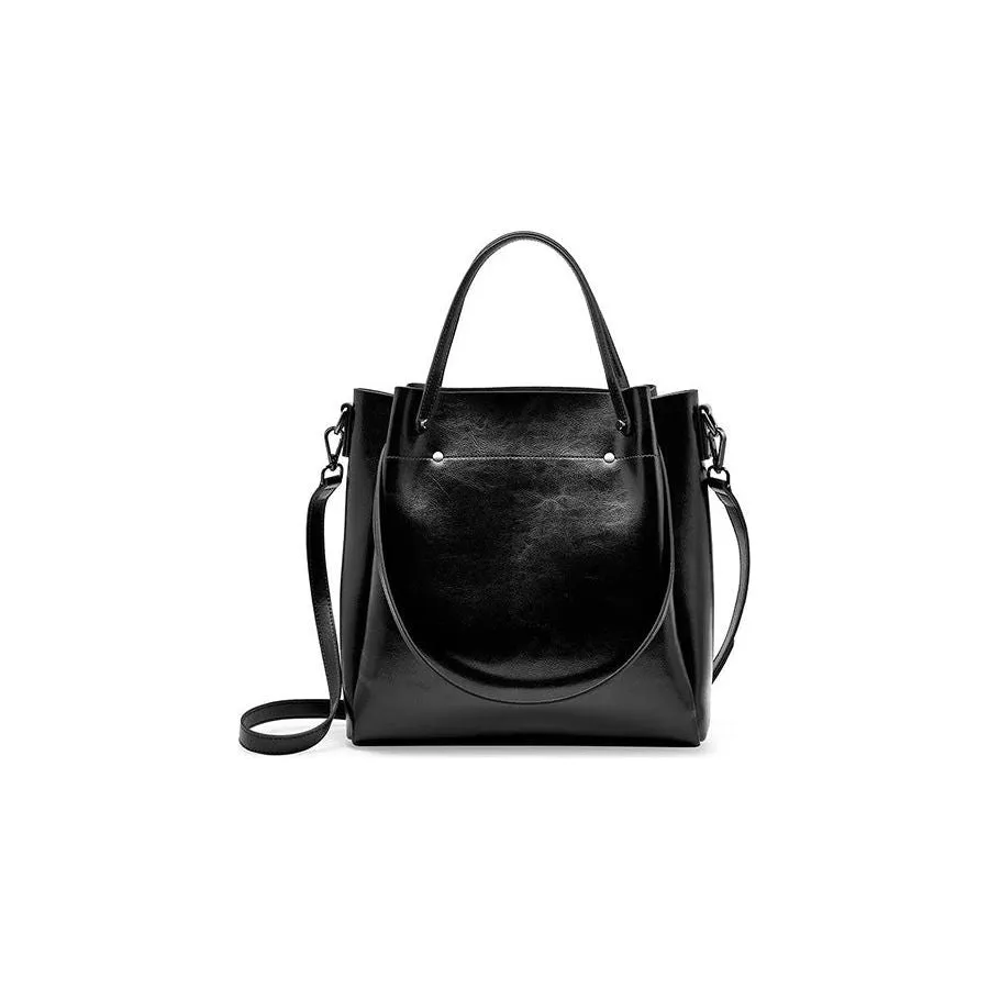 LuxLeather Chic Zipper Closure Shoulder Bag