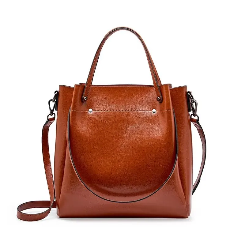 LuxLeather Chic Zipper Closure Shoulder Bag