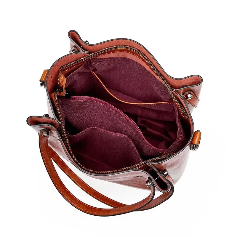 LuxLeather Chic Zipper Closure Shoulder Bag