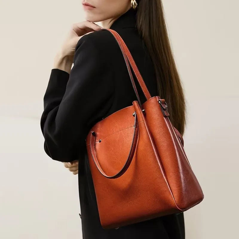 LuxLeather Chic Zipper Closure Shoulder Bag