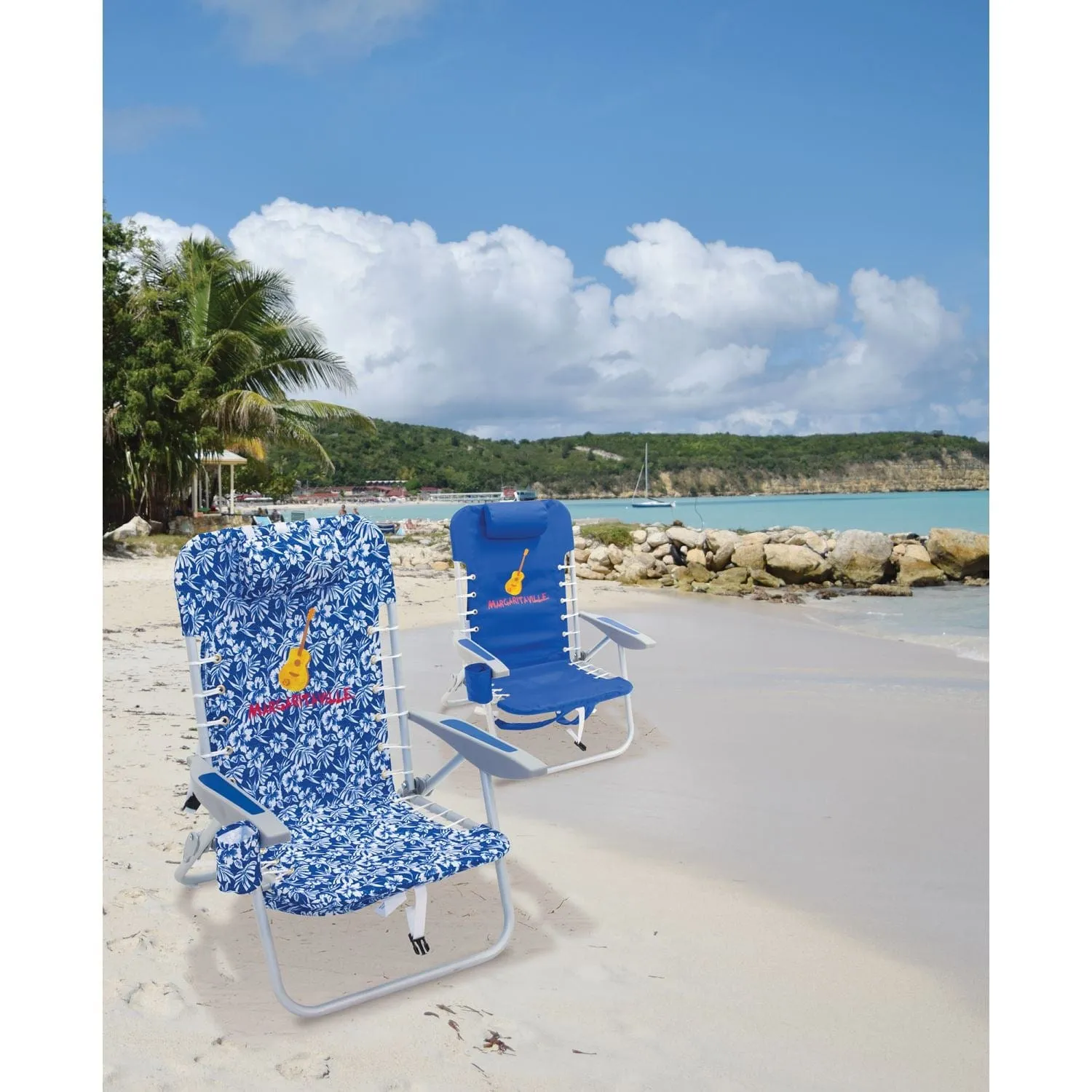 Margaritaville | 4-Position Backpack Beach Chair - Blue Floral