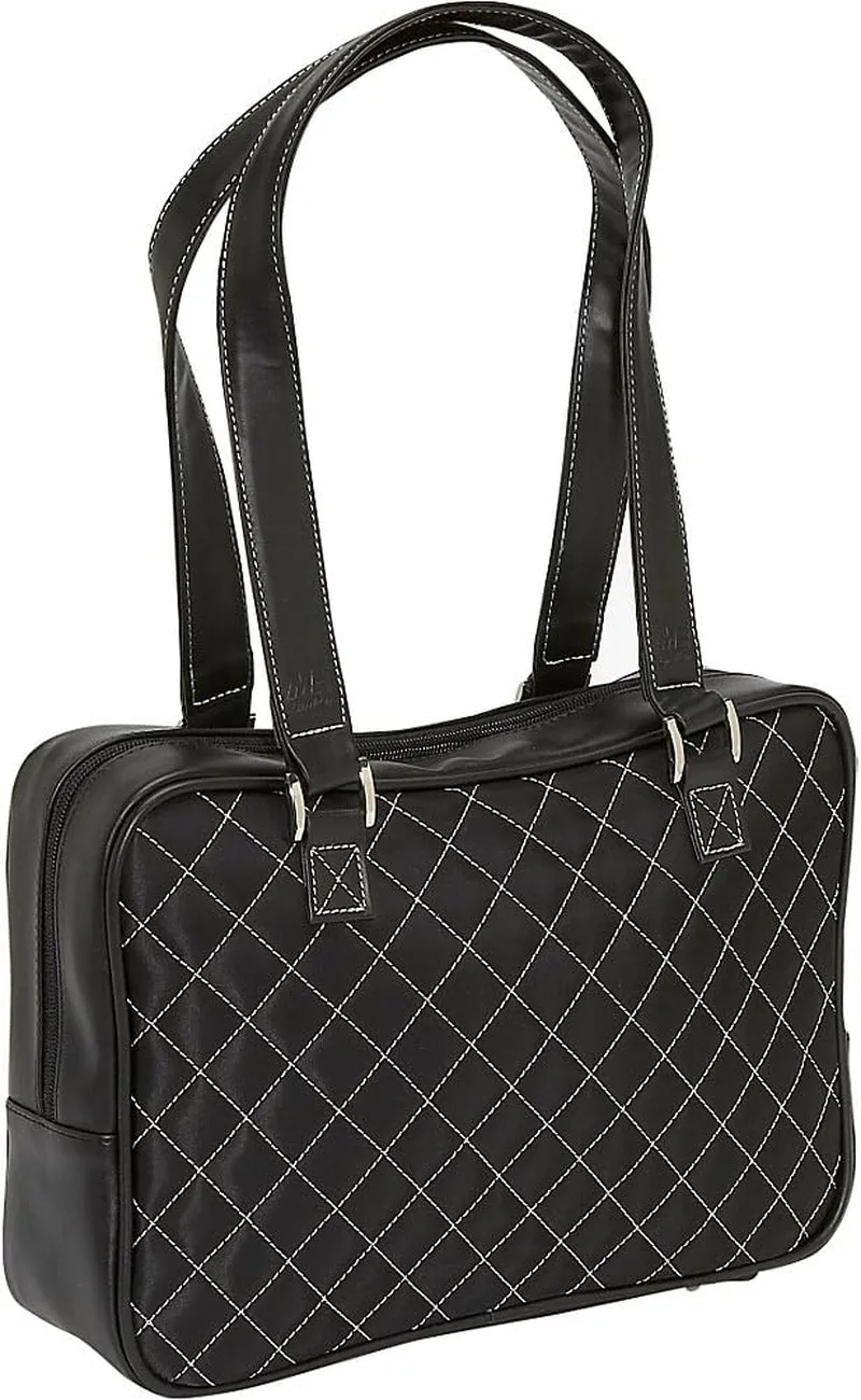 Monaco Handbag Black Quilted W/White Trim