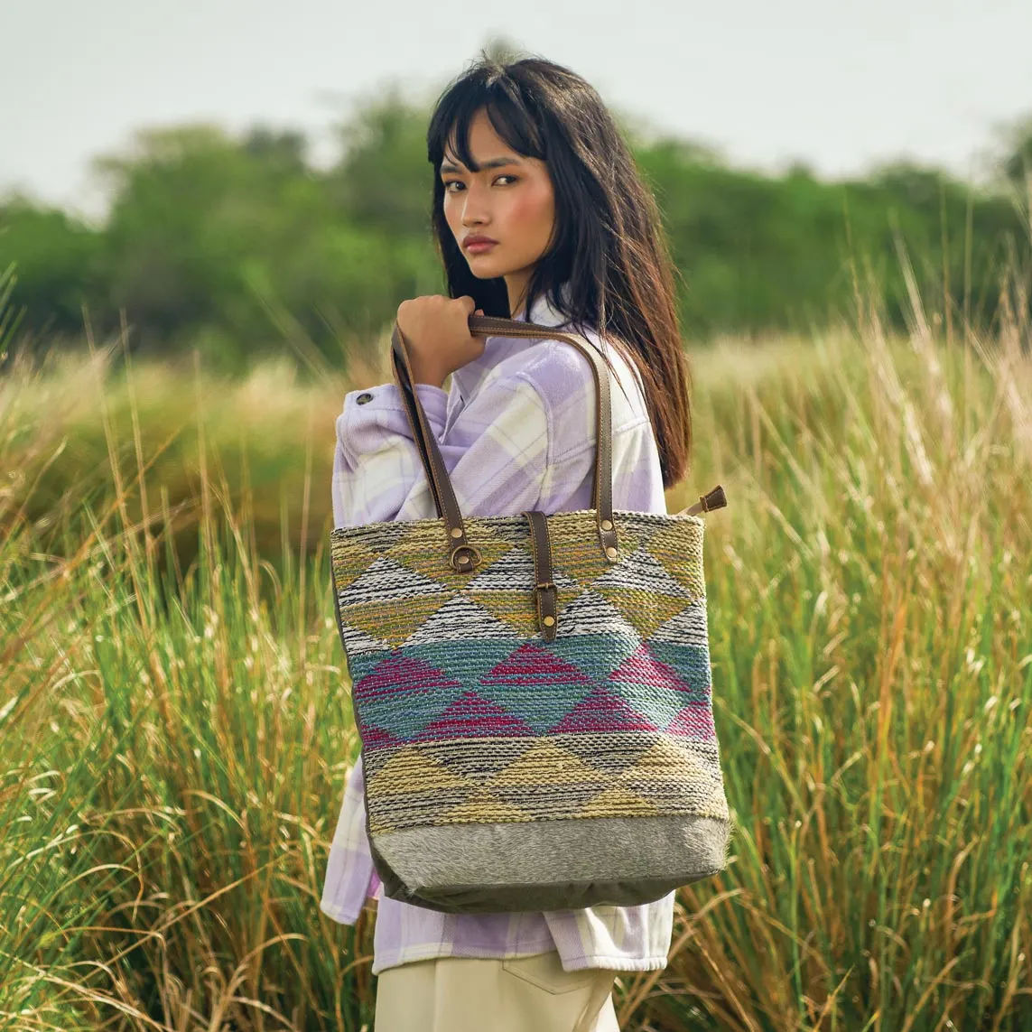 Multicolored Waves  Tote Bag,